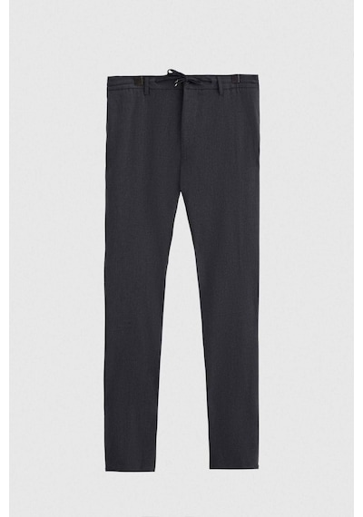 D's Damat Ds Damat Slim Fit Antrasit Beli Lastikli Bağcıklı Fermuarlı Likralı Rahat Jogger Pantolon 2HC03ORTJGR01 Antrasit