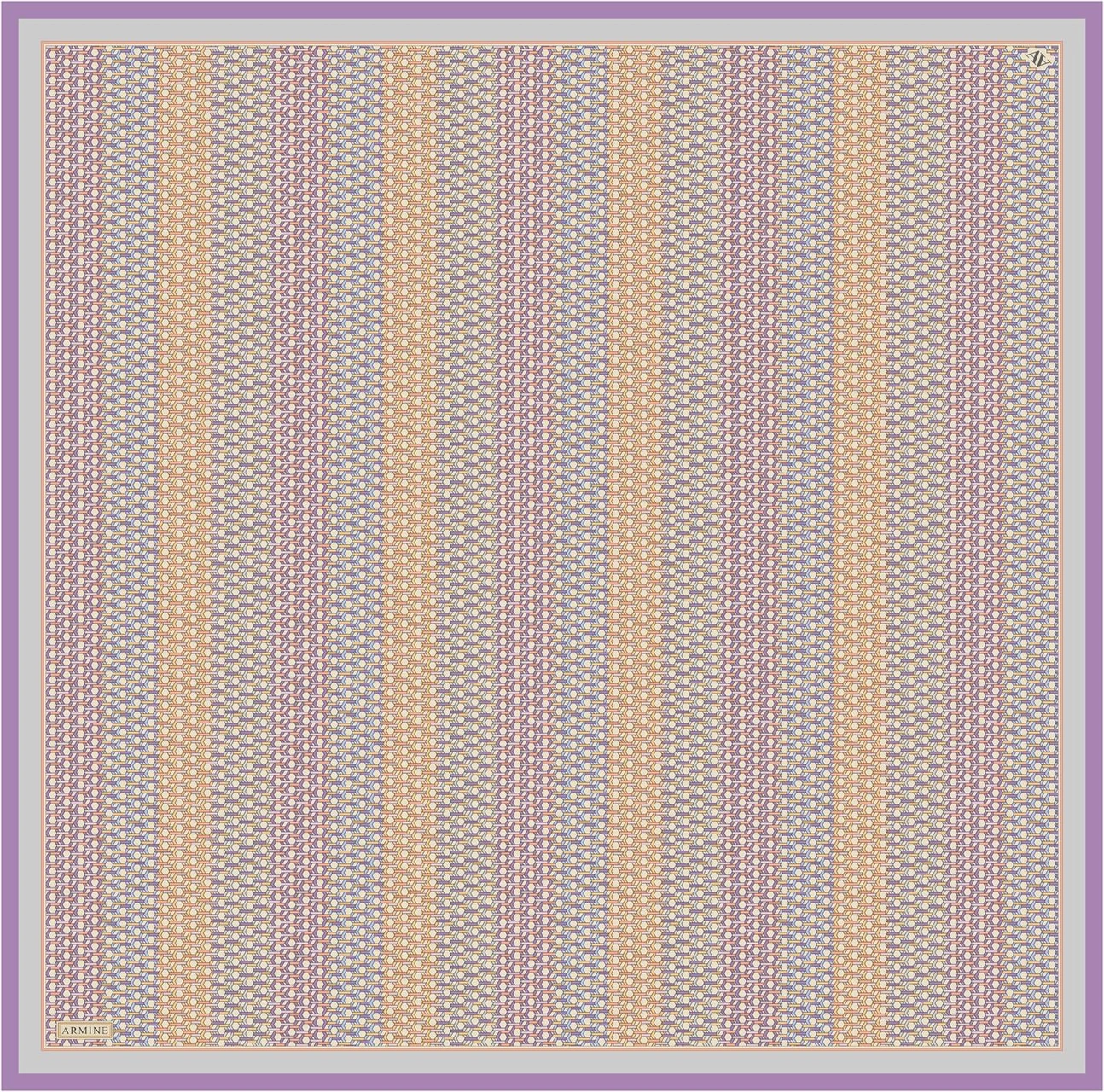 Armine Klasik Desenli Saf İpek Twill Eşarp 9319d 82 Pembe