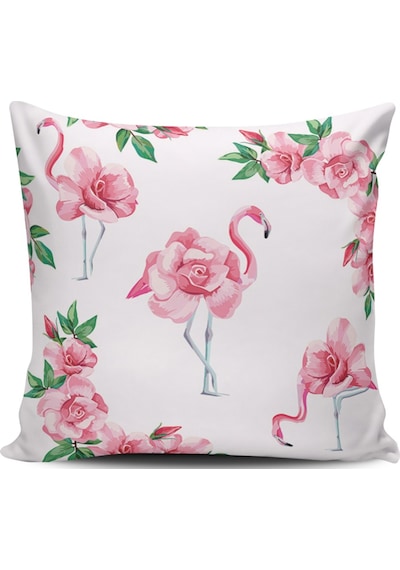 Kırlent Dünyası Flamingo Temalı Dijital Baskılı Kırlent Kılıfı (374794283)