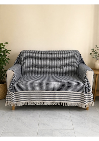 Pamuk Koltuk Örtüsü Tek Kişilik Pike Çok Amaçlı Örtü 170x210 Lacivert