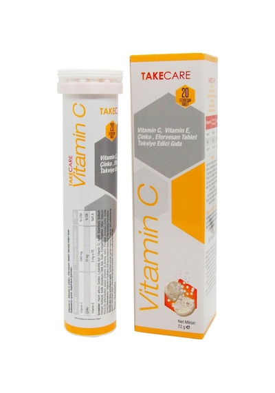 Takecare Vitamin C 1000 MG Çinko ve Vitamin E İçeren Takviye Edici Gıda 20 Efervesan Tablet