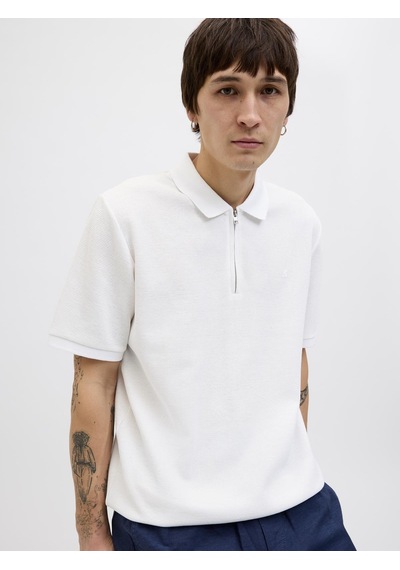 Jack & Jones Jjeaustın Zıp Polo Ss Noos White White