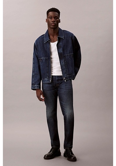Calvin Klein Erkek Slim Tapered Fit Termal Kumaşlı Jean Pantolon - Koyu Mavi Dark Crescent Calvin Klein Erkek Slim Tapered Fit Termal Kumaşlı Jean Pantolon - Koyu Mavi Dark Crescent