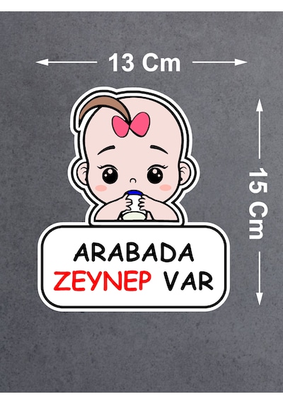 Kişiye Özel Arabada Bebek Var Sticker - Araba Oto Araç Cam Sticker - 00308 15x13 Cm
