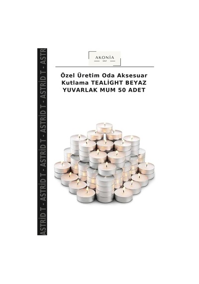 Özel Üretim Oda Aksesuar Kutlama Tealight Beyaz Yuvarlak Mum 50 Adet
