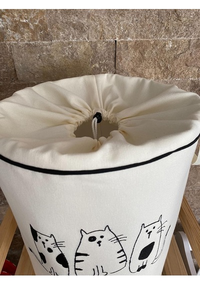 Home Baby Kedi Nakışlı Bez Oyuncak & Kirli Sepeti Çok Renkli