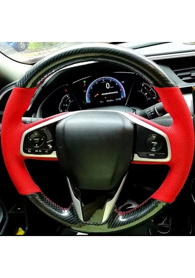 Honda Civic Fc5 Araca Özel Direksiyon Kılıfı 5d Kristal Karbon Kı Siyah