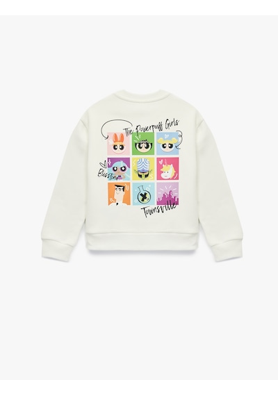 Koton Powerpuff Girls Baskılı Uzun Kollu Bisiklet Yaka Lisanslı Oversize Sweatshirt Ekru 6wkg10443ak Ekru