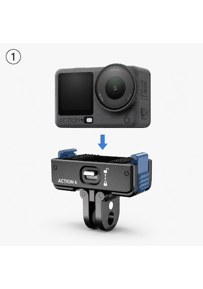 Quıckdock Qdx4-a6 Manyetik Ve Kilitli Aksiyon Kamera Montaj Adaptörü 1/4 Dişli Action 6 Uyumlu Siyah