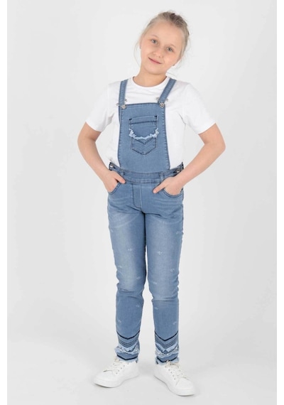 Ahengim Ahenk Kids Kız Paça Pullu Bahçıvan Tulum Mavi