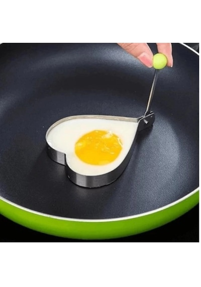 Metalik Kalp Şeklinde Yumurta Ve Krep Kalıbı Renkli