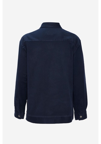 Tudors Erkek Relax Fit Rahat Kesim Gabardin Likralı Yandan Cepli Lacivert Ceket Gömlek-32834 Lacivert