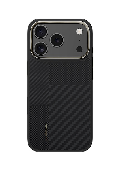 Apple Uyumlu iPhone 17 Pro Max Kılıf M-safe Şarjlı Karbon Fiber Benks Montage Hybrid Armorpro Kevlar Kapak Siyah