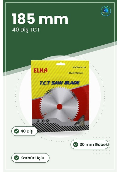 Daire Testere Bıçağı Tct Karbür Uçlu 185 Mm Diş 30 Göbek Ahşap Su