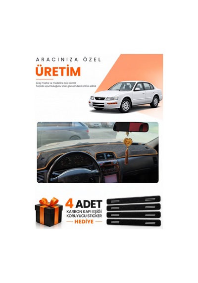 Nissan Maxima A32 1994-1999 Uyumlu Torpido Koruma Örtüsü Oto Kılıfı - Siyah Kahverengi