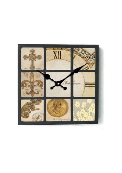 Saatler-MB KARE ESKİTME TEMALI-30*30*3,5 CM DUVAR SAATİ- Eskitme