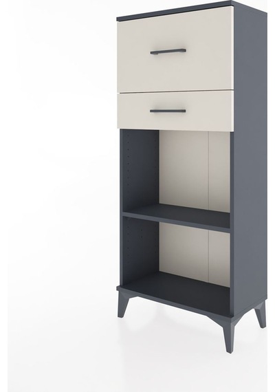 Hyperion Dolap Tek Raflı 2 Çekmeceli 60x44x134 Antrasit-aytaşı Antrasit