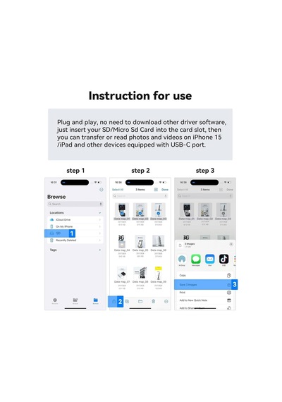Mt38 Android Ve İphone 15 İle Uyumlu Type-c Çevirici Adaptör Micro Sd Ve Sd Kart Okuyucu