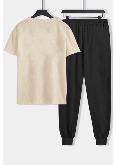 Uyguntarz Unisex Keep Going 2'li Eşofman Takımı Bej