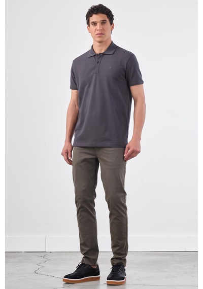 Dufy Antrasit Düz Erkek T-shirt - Slim Fit Antrasit