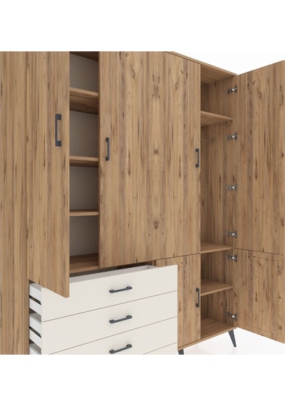 Hyperion Gardrop 7 Raflı 4 Çekmeceli Tek Askılı 176x44x221 Çam-çam/aytaşı Çam/aytaşı Hyperion Gardrop 7 Raflı 4 Çekmeceli Tek Askılı 176x44x221 Çam-çam/aytaşı Çam/aytaşı