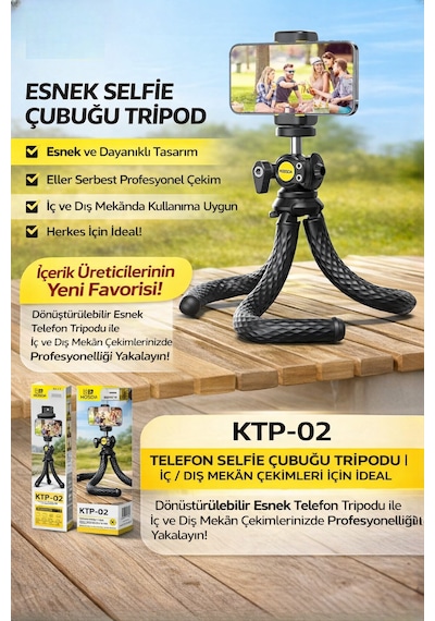 Ktp-02 Profesyonel Fotoğraf Ve Video Çekimi 360 Tripod Telefon Tutucu