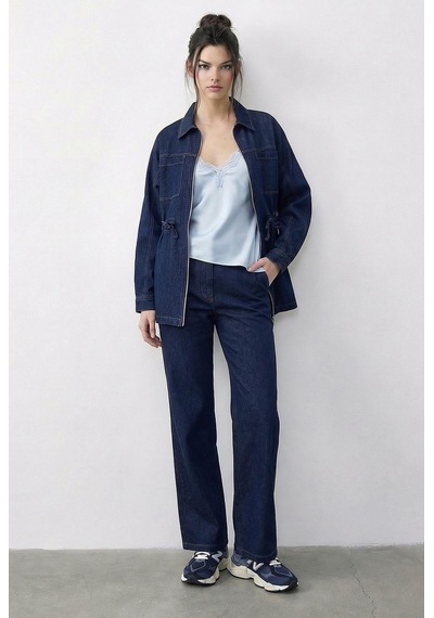 Shade Kadın Fermuarlı Belden Bağlamalı Cep Detaylı Denim Alt-üst Takım 60597 60286011 - Lacivert Shade Kadın Fermuarlı Belden Bağlamalı Cep Detaylı Denim Alt-üst Takım 60597 60286011 - Lacivert