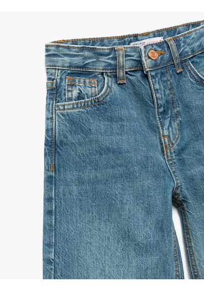Koton Pamuklu Cepli Straight Fit Denim Pantolon Orta İndigo 6wkg40031ad Indigo
