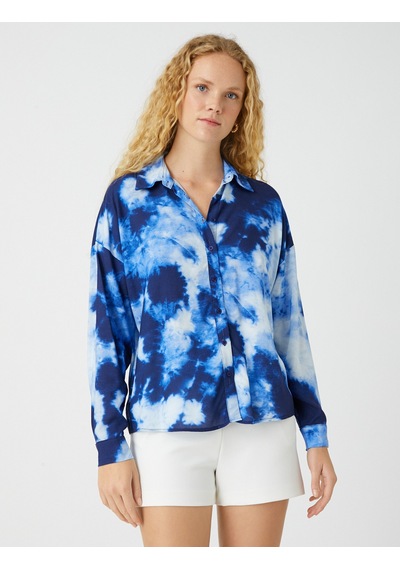 Koton Batik Görünümlü Gömlek Lacivert Desenli 2sak60195cw