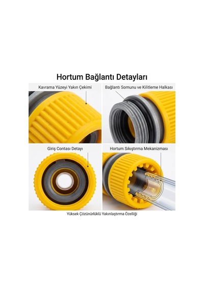 Profesyonel Hortum Adaptörü Eki Hızlı Bağlantı Aparatı - Sızdırmaz Çift Taraflı Bahçe Sulama Ve Evsel Tesisat Hortum Birleştirici Rekoru Sarı-siyah 10 X 2 X 10 Santimetre