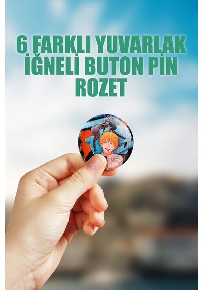 Chainsaw Man Çanta Süsü Rozet İğneli Buton Rozet Seti 6 Adet Çok Renkli