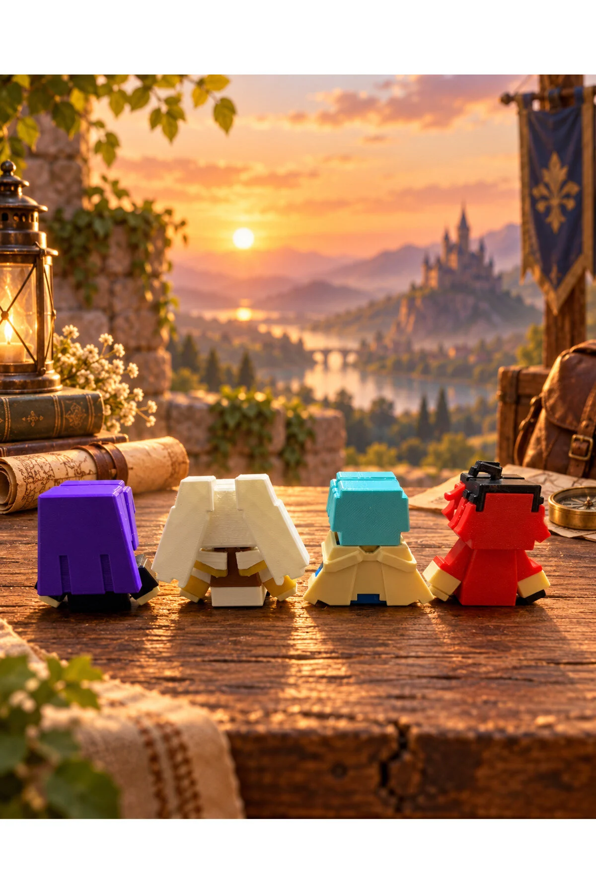 Frieren Beyond Journey S End 4 Lü Mini Anime Figür Seti Frieren Fern Himmel Stark Pixel Art 3d Baskı Masaüstü Dekor