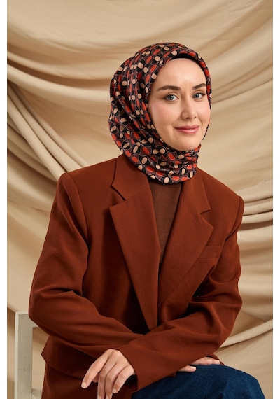 Silk Home Twill İpek Eşarp 11481-24 Siyah, Kırmızı, Gül Kurusu, Pudra