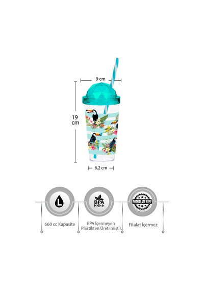 Herevin Elmas Kapak Desenli Pipetli Bardak 660Cc-tropical