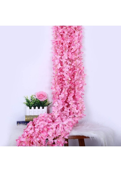 Yapay Çiçek Dolanan Sarkan Ortanca Çiçekli 100 Cm Pembe