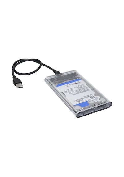 Wozlo 2.5 İnç Sata Usb 2.0 Harddisk Kutusu - Şeffaf - Mini Usb