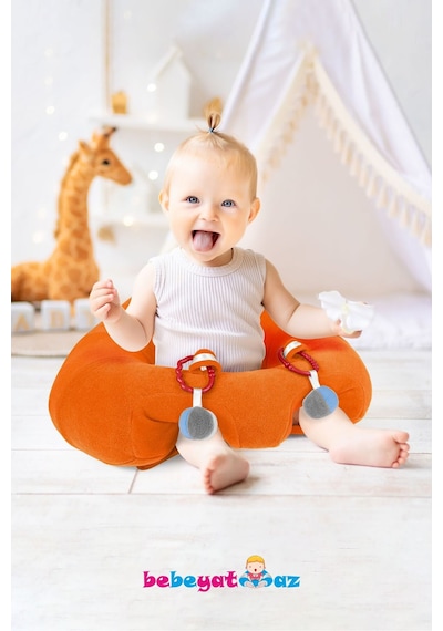 Çıngıraklı Turuncu Bebek Oturma Destek Minderi
