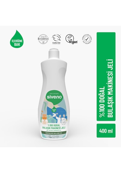 Siveno %100 Doğal Bulaşık Makinesi Jeli Kireç Önleyici & Temizleyici Limon Tuzu Noniyonik Yüzey Aktif 400 ML