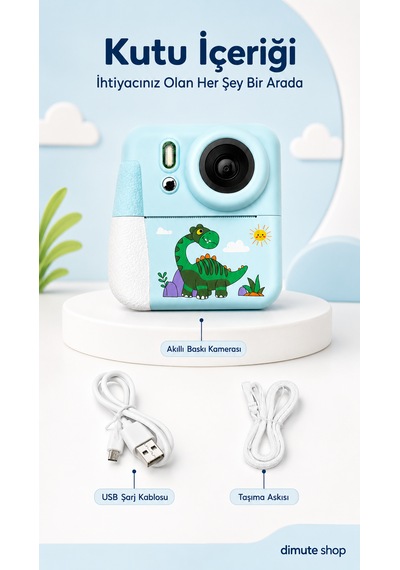Dimute Shop CMR92 Dijital Fotoğraf Makinesi Çocuk Termal Resim Kağıt Baskılı Yazıcı Kamera Video Makinesi