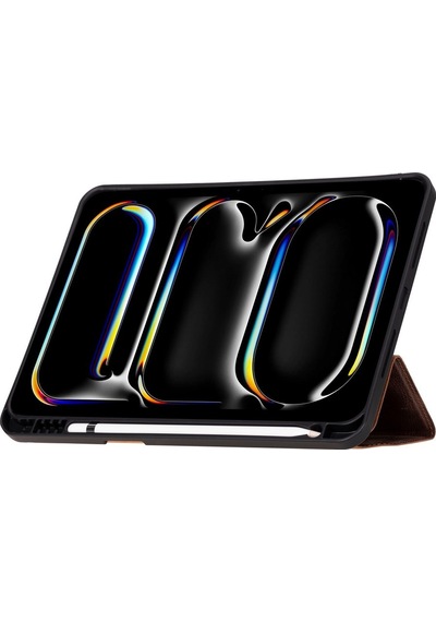 Apple Uyumlu 11 İnç iPad Pro M4 Deri Kılıf Koyu Kahve