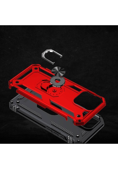 Apple iPhone Uyumlu 16 Pro Kılıf Kamera Koruyucu Manyetik Standlı Tank Koruma Pazarplus Siyah