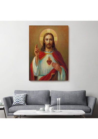 İsa'nın En Kutsal Kalbi Tablosu - The Most Sacred Heart Of Jesus-6478 50 X 70