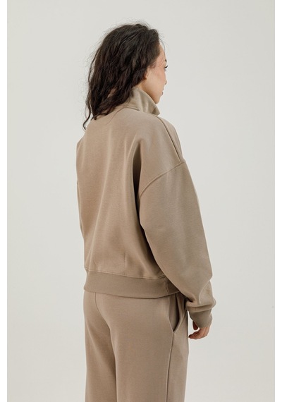 Airlife Bolder Fz.7 Yarım Fermuarlı Kadın Dik Yaka Sweatshirt Kahverengi