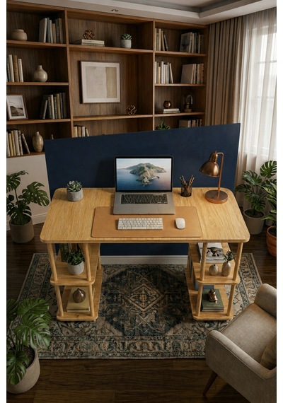 Kitaplıklı Bilgisayar Masası Raflı Geniş Çalışma Masası Modern Dekoratif Ofis Mobilyası Safirmeşe Kitaplıklı Bilgisayar Masası Raflı Geniş Çalışma Masası Modern Dekoratif Ofis Mobilyası Safirmeşe