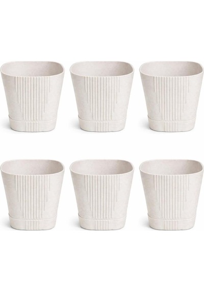 So-zb04 Zambak Dekoratif Plastik Saksı 5.6 Lt No:4 Kirli Beyaz 6 Adet