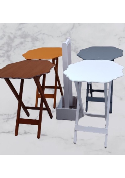 1448bng90095çanta Zigon Sehpa Yonca Dörtlü Model Mdf 4renk Ceviz-hardal-beyaz Ve Gri Renk Uyum