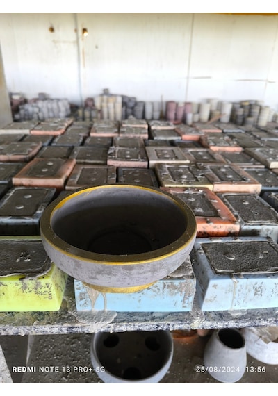 Çift Taban Gold Gri Beton Saksı