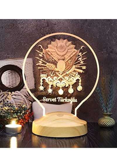 Babaya Hediye, Osmanlı Tuğrası 3d Led Lamba - Tarih Ve Sanatseverler İçin Kişiye Özel Hediyelik, Osmanlı Temalı