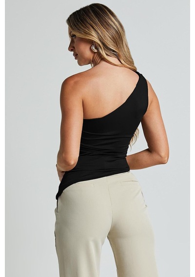 Seeh Siyah Tek Omuzlu Basic Kadın Body Sh144