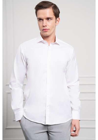 Morven Erkek Beyaz Pamuk Trend Slim Fit İtalyan Yaka Gömlek 25mc004040600 Beyaz Beyaz